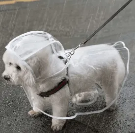 1pc Transparent Hooded Pet Raincoat – Waterproof Plastic Poncho for Small Dogs & Puppies – Outdoor Clothes & Accessories for Rainy Days