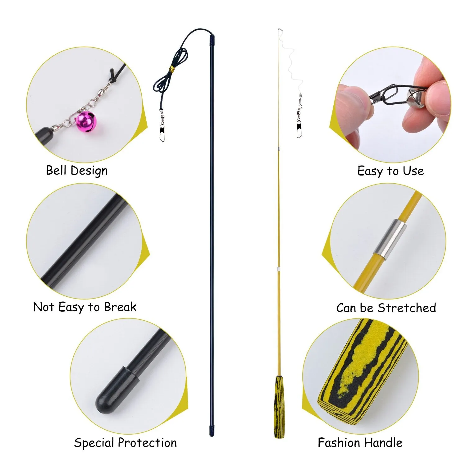 2PCS Cat Teaser Wand Creative Retractable Cat Teaser Toy With 9 Feather Refill Pet Interactive Toy Supplies 2019 New Arrive