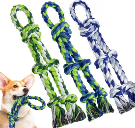 [3 Pack] Dog Rope Toys for Aggressive Chewers, Nearly Indestructible Rope Chew Toys for Large, Medium & Small Dogs, Heavy Duty 100% Cotton Tug of War Dog Toy for Boredom, Teeth Cleaning