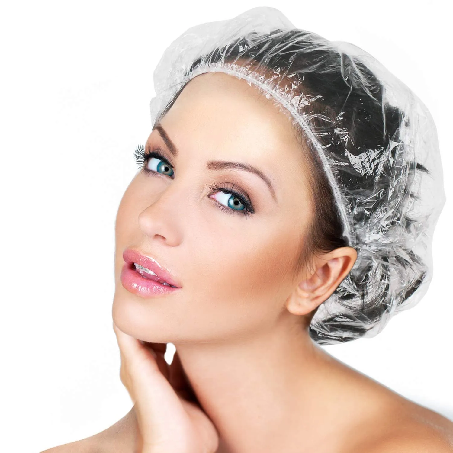 30pcs Disposable Shower Caps-Multi-Purpose Thickening Elastic Bath Cap Plastic Waterproof Clear Shower Cap Bath Shower Caps Women Spa,Men Hair Caps,Home Use,Hotel and Hair Salon, Travel.(Size 46CM) Medium 30PCS