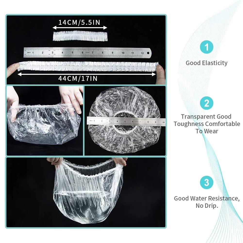30pcs Disposable Shower Caps-Multi-Purpose Thickening Elastic Bath Cap Plastic Waterproof Clear Shower Cap Bath Shower Caps Women Spa,Men Hair Caps,Home Use,Hotel and Hair Salon, Travel.(Size 46CM) Medium 30PCS