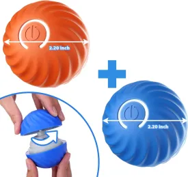 3rd Gen Interactive Dog Balls - Puppy to Large Dog Rolling Tennis Ball Toy with Strap, Motion Activated, Blue/Orange