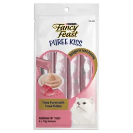 4 FOR $16: Fancy Feast Puree Kiss Tuna Puree With Tuna Flakes Cat Treats 40g