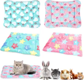 4 Pcs Guinea Pig Bedding Winter Guinea Pig Plush Small Animal Cage Liners Soft Dog Cat Bed Mat for Indoor Rabbit Hamster Squirrel Hedgehog Chinchilla Ferret(1113 inches)