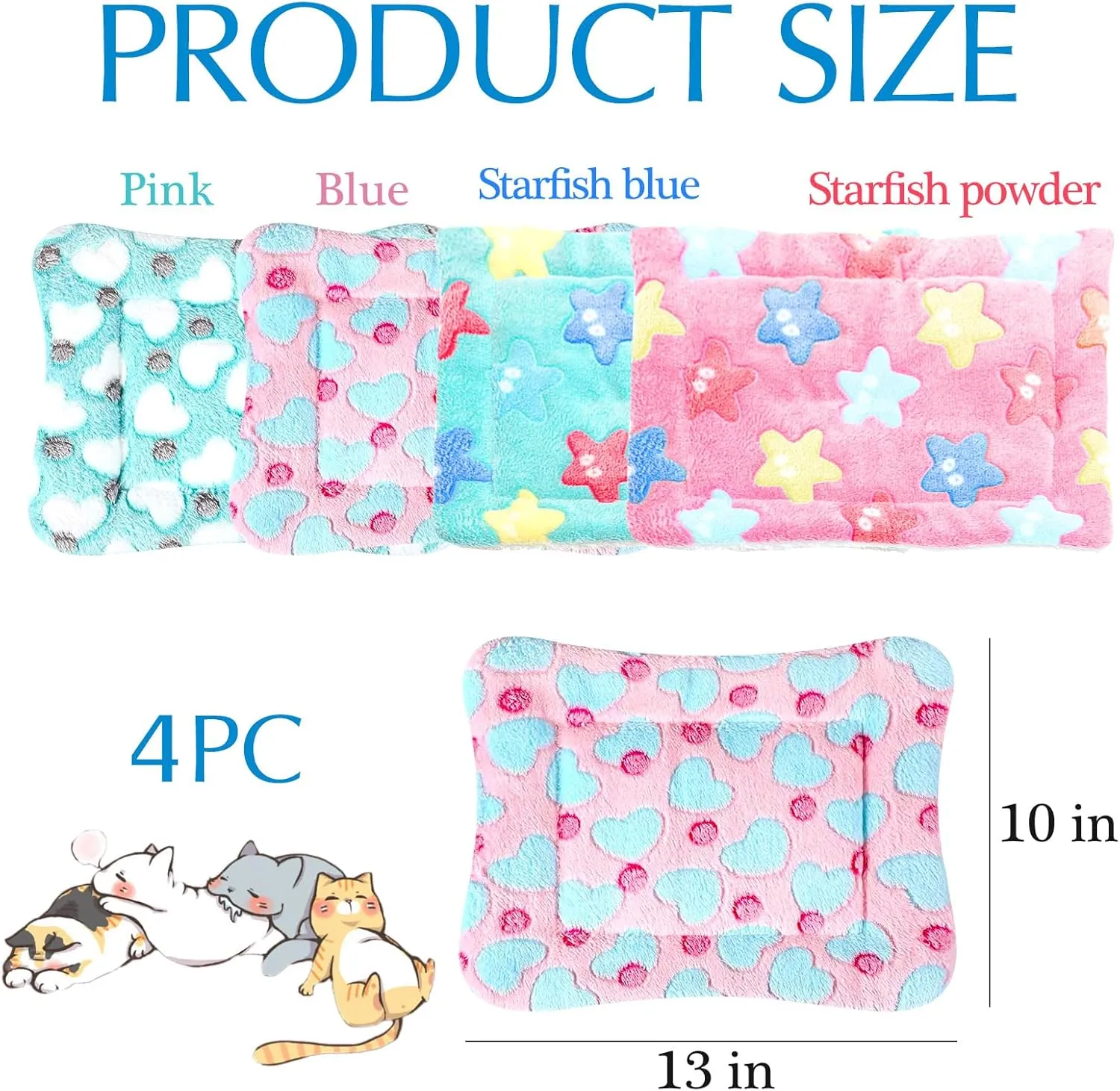 4 Pcs Guinea Pig Bedding Winter Guinea Pig Plush Small Animal Cage Liners Soft Dog Cat Bed Mat for Indoor Rabbit Hamster Squirrel Hedgehog Chinchilla Ferret(1113 inches)