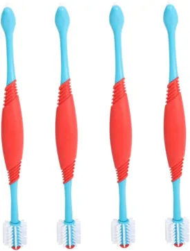 4Pcs Manual Dog Toothbrush Double Headed Pet Oral Cleaning Brush for Dogs and Cats Ergonomic Design with Soft Bristles Teeth Care Tools for Puppies