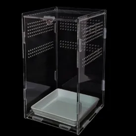 Acrylic Jumping Spider Enclosure,Reptile Enclosure,Bug Habitat, for Small Tree Dwelling Reptiles,Arboreal Tarantula Enclosure, Spider Terrarium Kit,Plastic Terrarium(4.7" X 4.7" X 8")