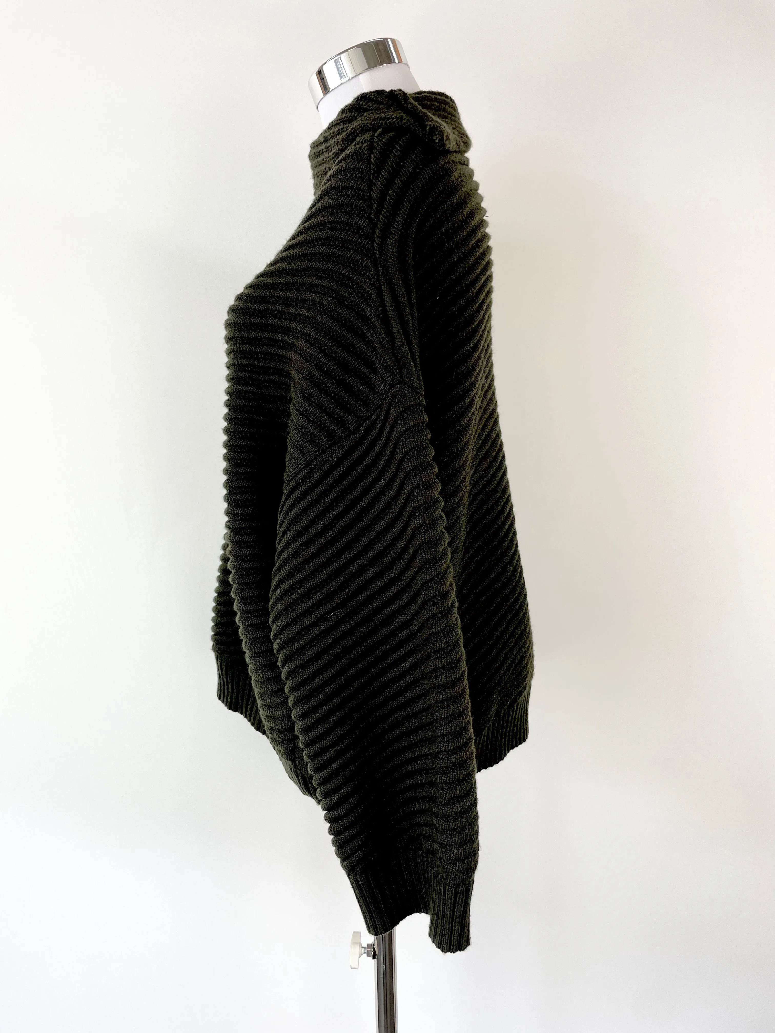 Alpha60 Dark Green Ribbed Knit Sweater - S