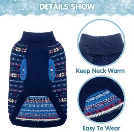 BINGPET Dog Sweater - Christmas Winter Warm Dog Clothes - Turtleneck Sweater for Small Medium Large Dogs - Classic Snowflake Doggy Knitwear Clothes