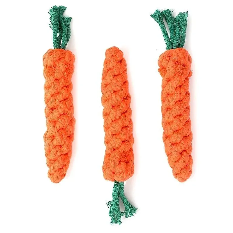 Carrot-Shaped Cotton Rope Chew Toy for Dogs and Cats