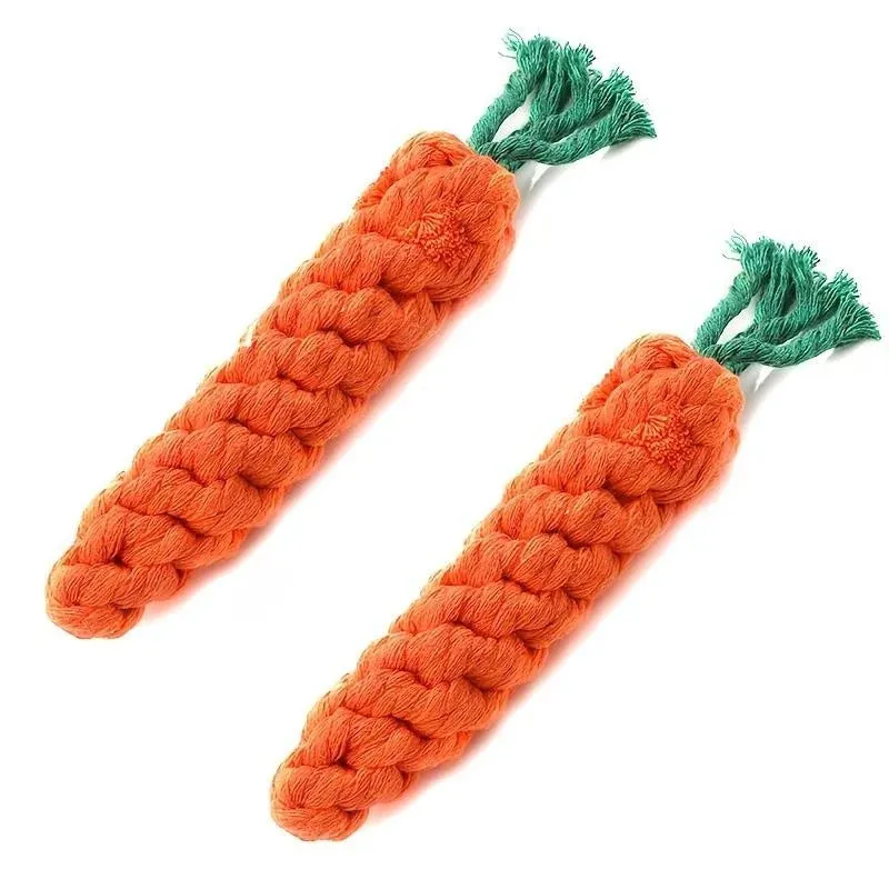 Carrot-Shaped Cotton Rope Chew Toy for Dogs and Cats