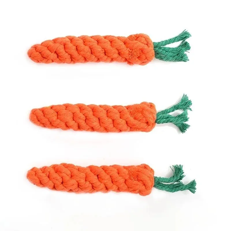 Carrot-Shaped Cotton Rope Chew Toy for Dogs and Cats