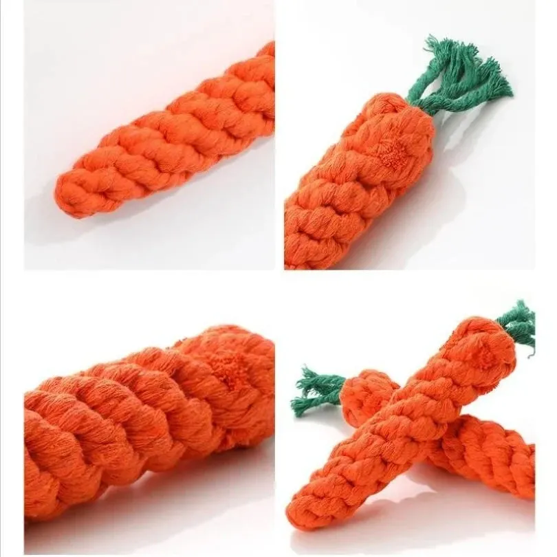Carrot-Shaped Cotton Rope Chew Toy for Dogs and Cats