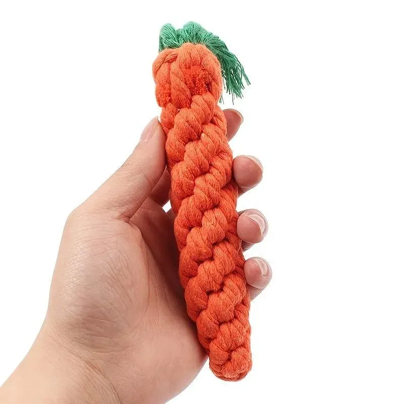 Carrot-Shaped Cotton Rope Chew Toy for Dogs and Cats