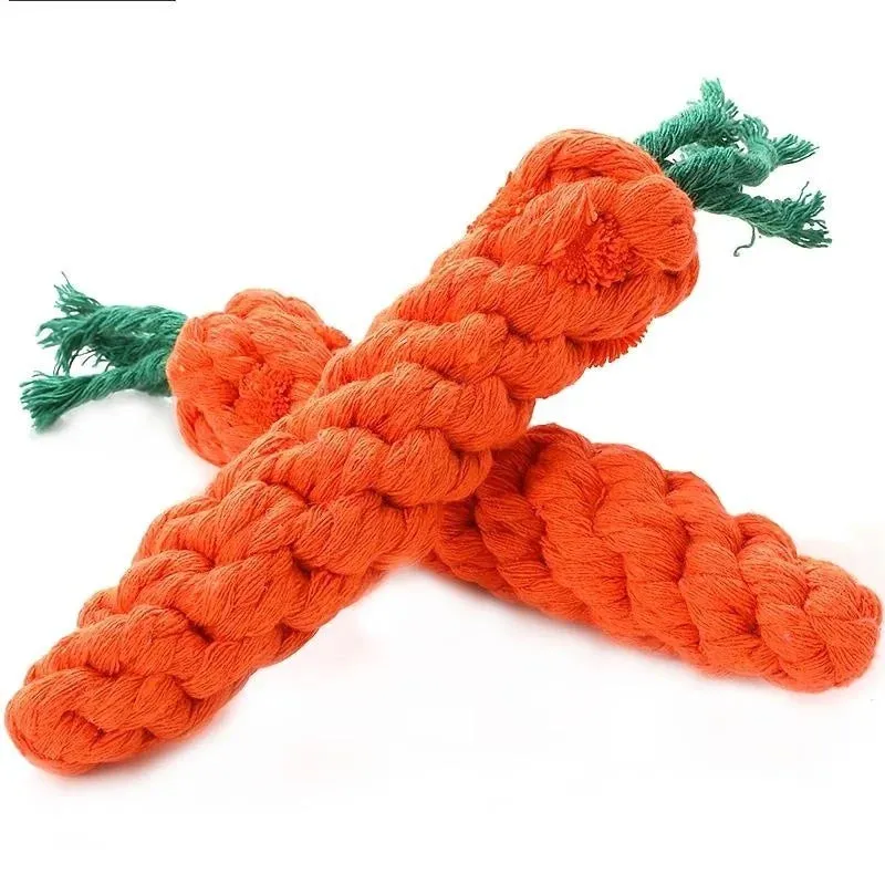 Carrot-Shaped Cotton Rope Chew Toy for Dogs and Cats