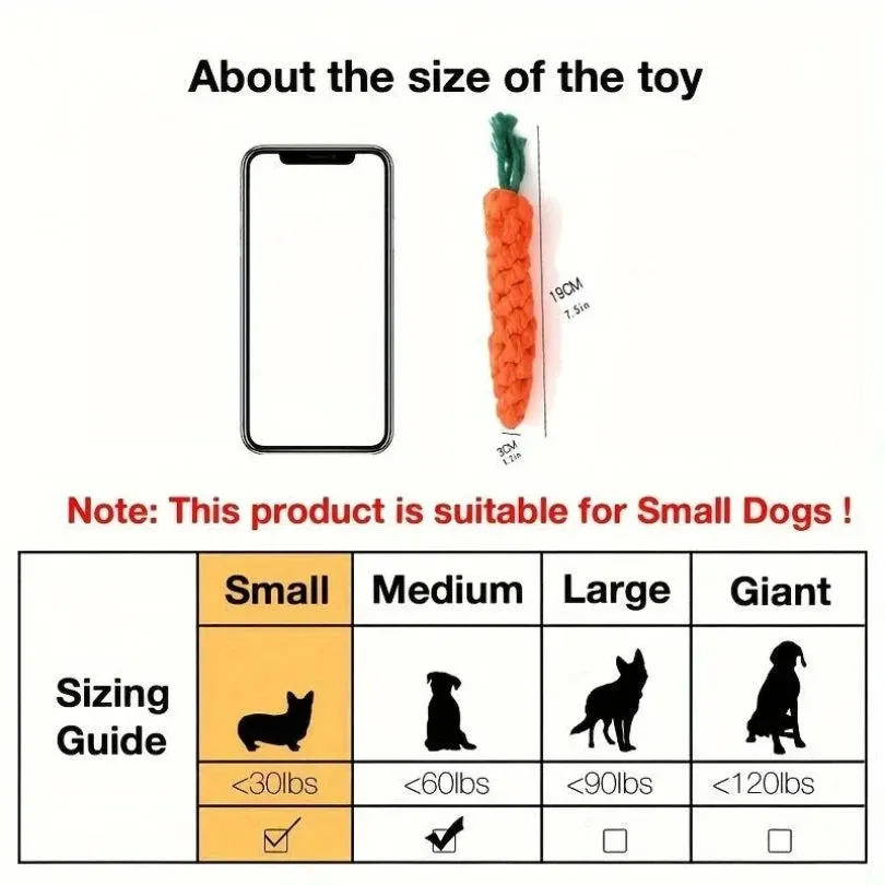 Carrot-Shaped Cotton Rope Chew Toy for Dogs and Cats