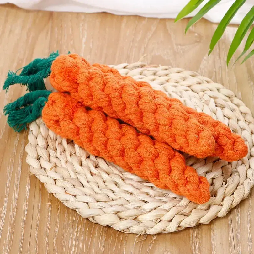 Carrot-Shaped Cotton Rope Chew Toy for Dogs and Cats