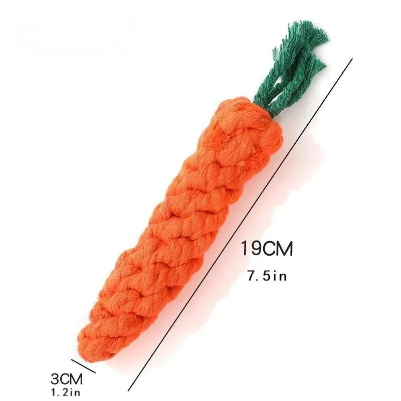 Carrot-Shaped Cotton Rope Chew Toy for Dogs and Cats