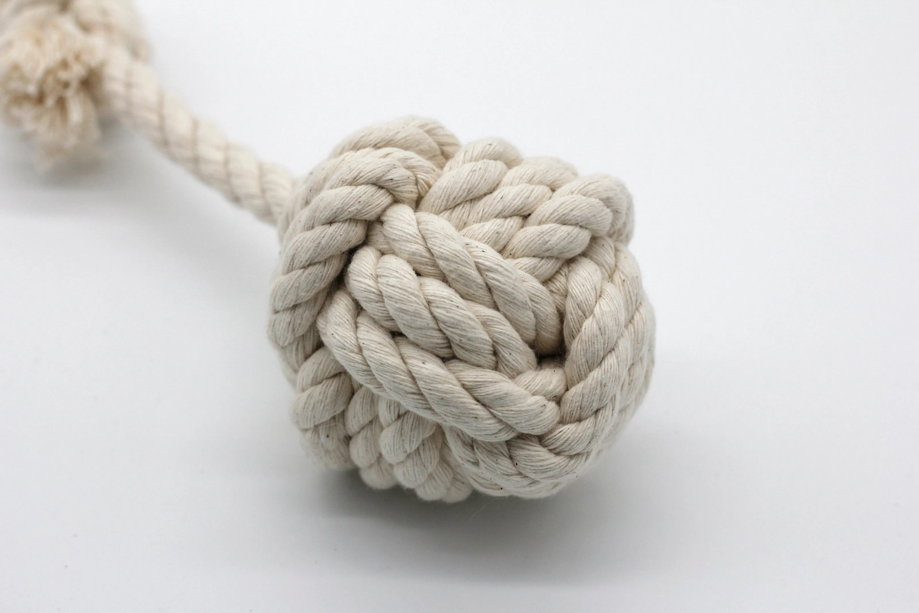 Chew-Me-Ups Natural Cotton Rope Dog Toy, Monkey Fist Knot Ball with Handle