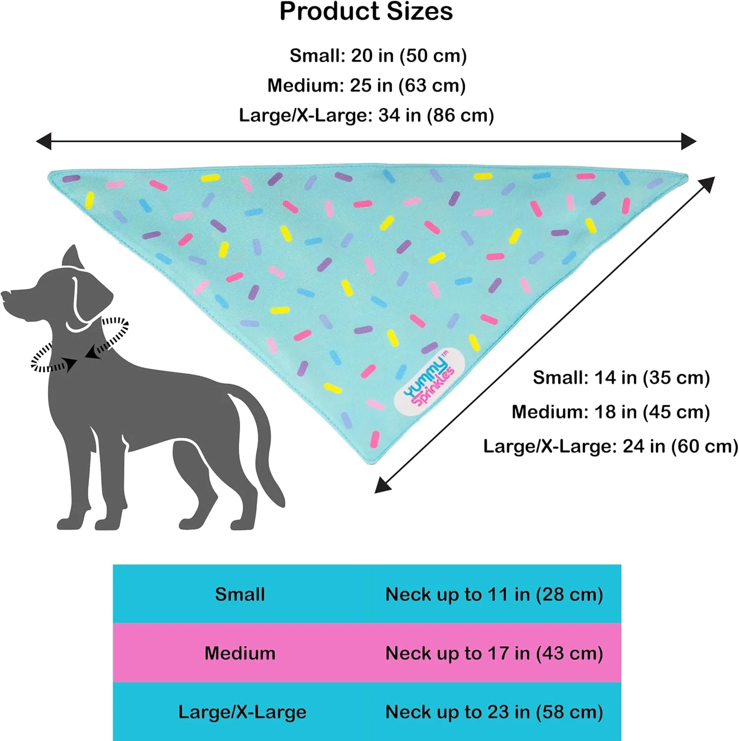 Cute Large/X-Large Pastel Green Dog Bandana for Boy and Girl Dogs by Yummy Sprinkles | Birthday Rainbow Sprinkles Bandana | Spring and Summer Dog Accessory Boy/Girl | Washable Silky Polyester