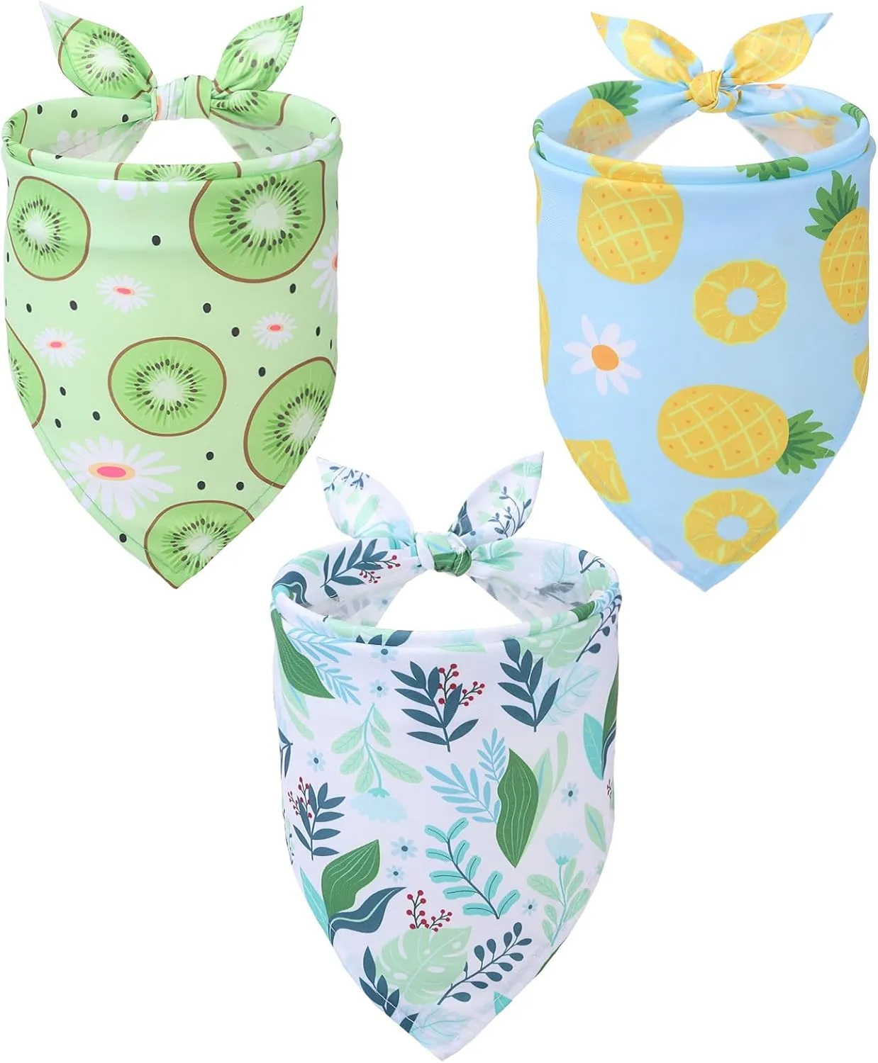 Dog Bandanas 3 Pack - Cute Fruit Dog Scarf Bibs Outfit, Costume for Dogs Boy Girl, Holiday Neckerchief Accessories for Small Medium Large Pet Cats, Summer, 24.4" x 18" x 18"