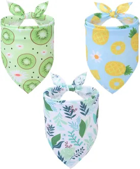 Dog Bandanas 3 Pack - Cute Fruit Dog Scarf Bibs Outfit, Costume for Dogs Boy Girl, Holiday Neckerchief Accessories for Small Medium Large Pet Cats, Summer, 24.4" x 18" x 18"
