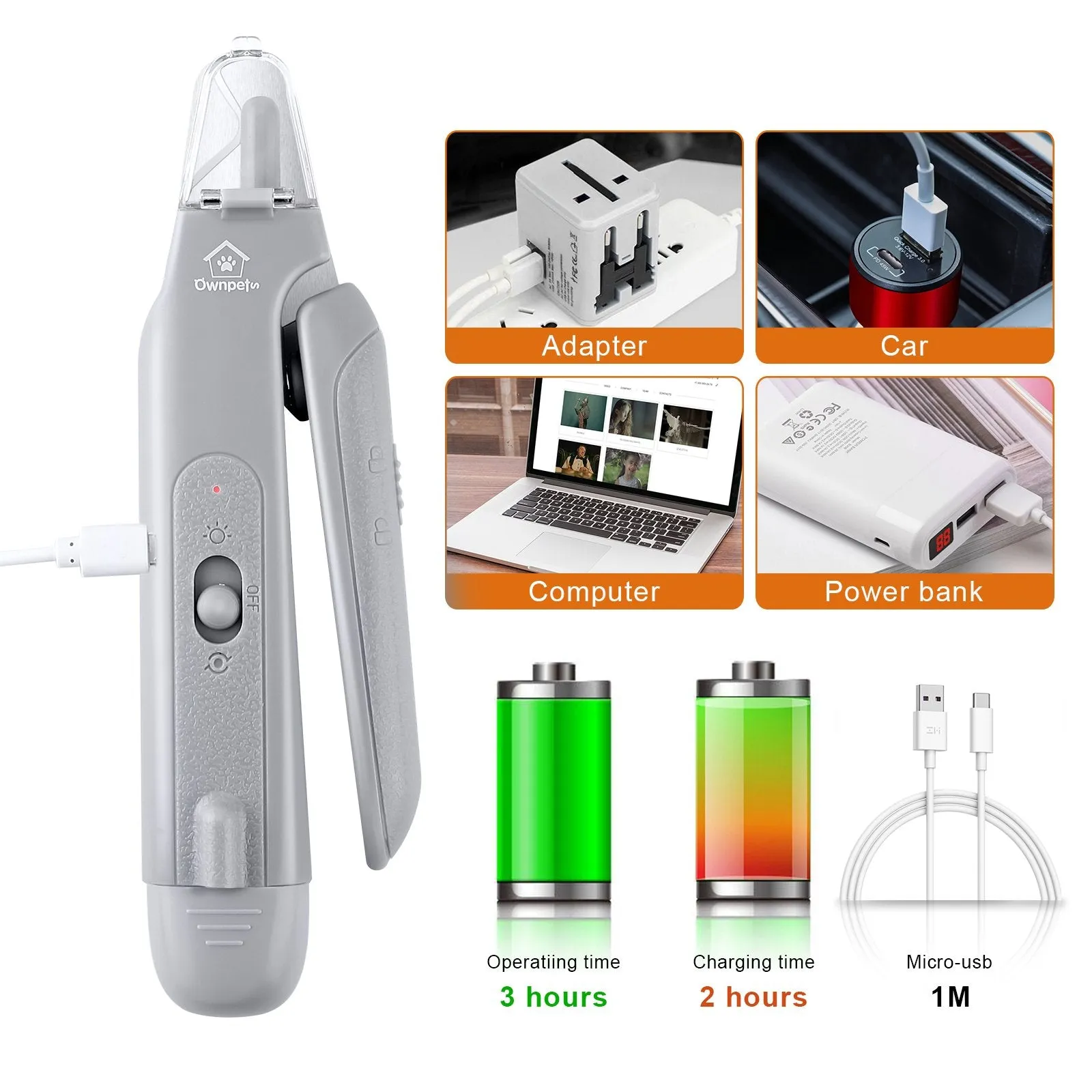 Dog Cat Nail Clipper Grinder with LED Light