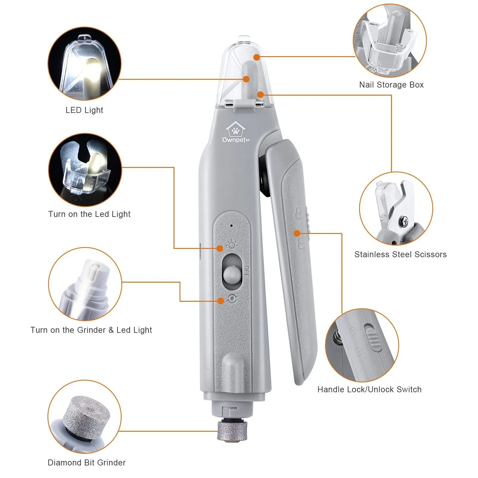 Dog Cat Nail Clipper Grinder with LED Light