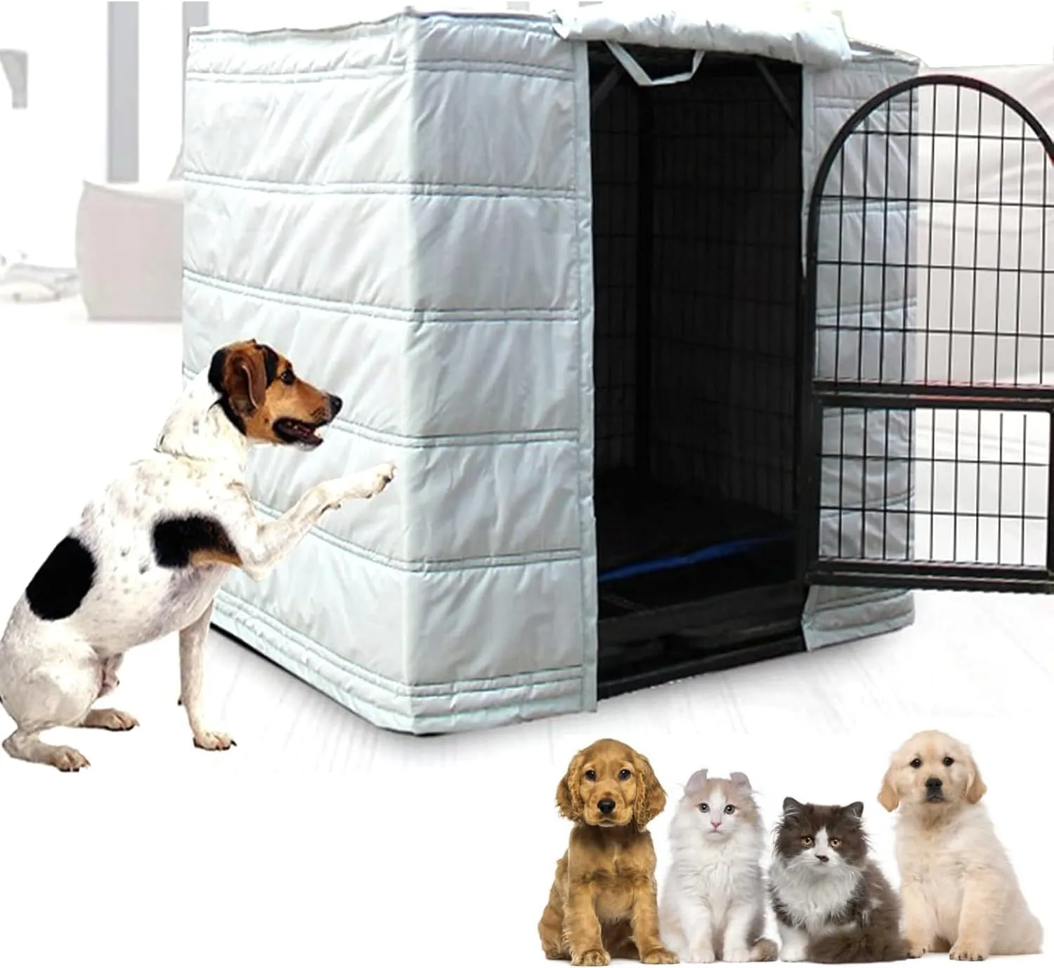 Dog Crate Warm Cover, Waterproof Windproof Pet Kennel Cover, Animal Cage Winter Warm Blanket, Heavy Duty Dog Crate Cover Insulated for Winter, for Outdoors, Dog, Cat