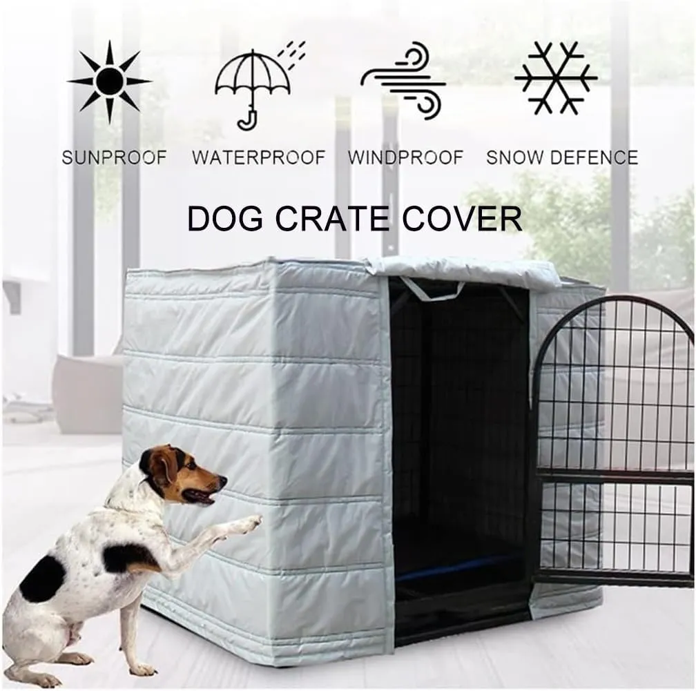 Dog Crate Warm Cover, Waterproof Windproof Pet Kennel Cover, Animal Cage Winter Warm Blanket, Heavy Duty Dog Crate Cover Insulated for Winter, for Outdoors, Dog, Cat