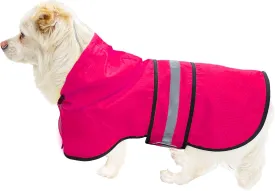 Dog Raincoat Waterproof Reflective Slicker - Lightweight Breathable Hooded Poncho Rain Coat Jacket with Adjustable Belly Strap and Leash Hole for Small Medium Large Dogs (Pink, X-Small)
