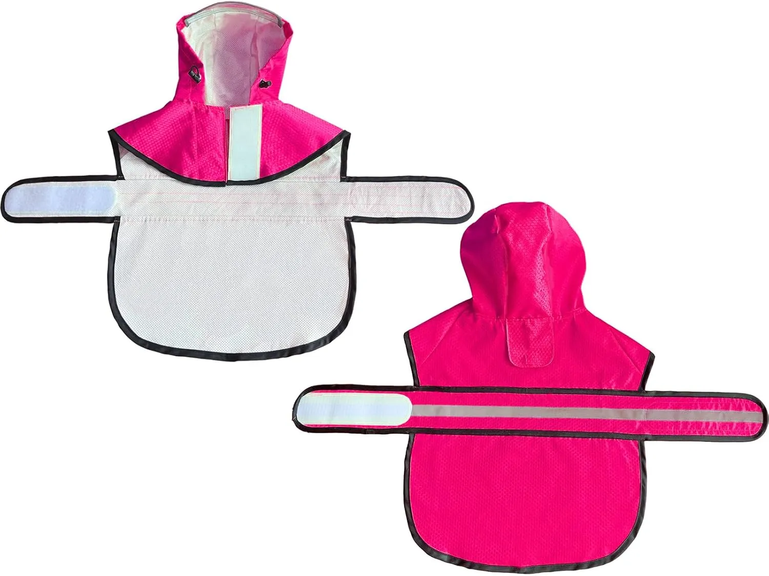 Dog Raincoat Waterproof Reflective Slicker - Lightweight Breathable Hooded Poncho Rain Coat Jacket with Adjustable Belly Strap and Leash Hole for Small Medium Large Dogs (Pink, X-Small)