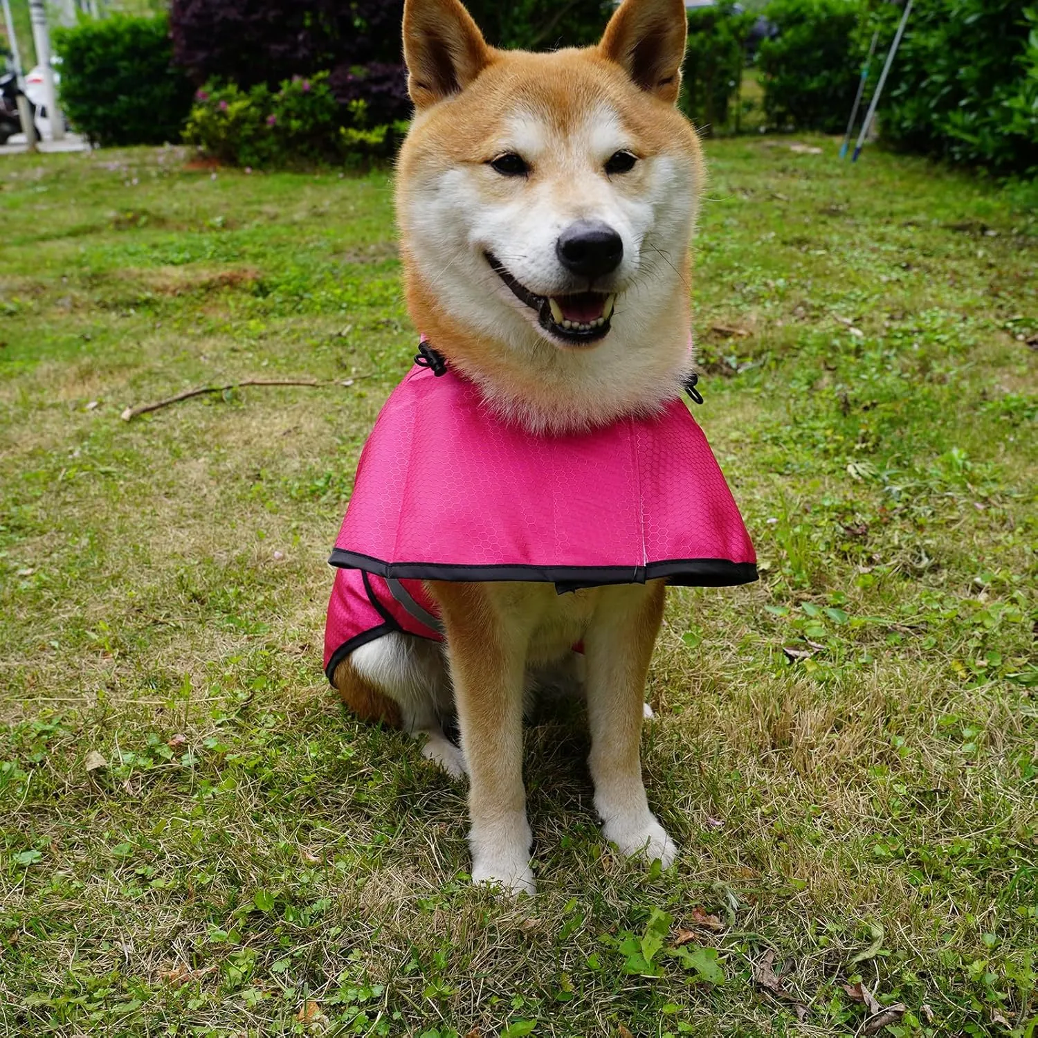 Dog Raincoat Waterproof Reflective Slicker - Lightweight Breathable Hooded Poncho Rain Coat Jacket with Adjustable Belly Strap and Leash Hole for Small Medium Large Dogs (Pink, X-Small)