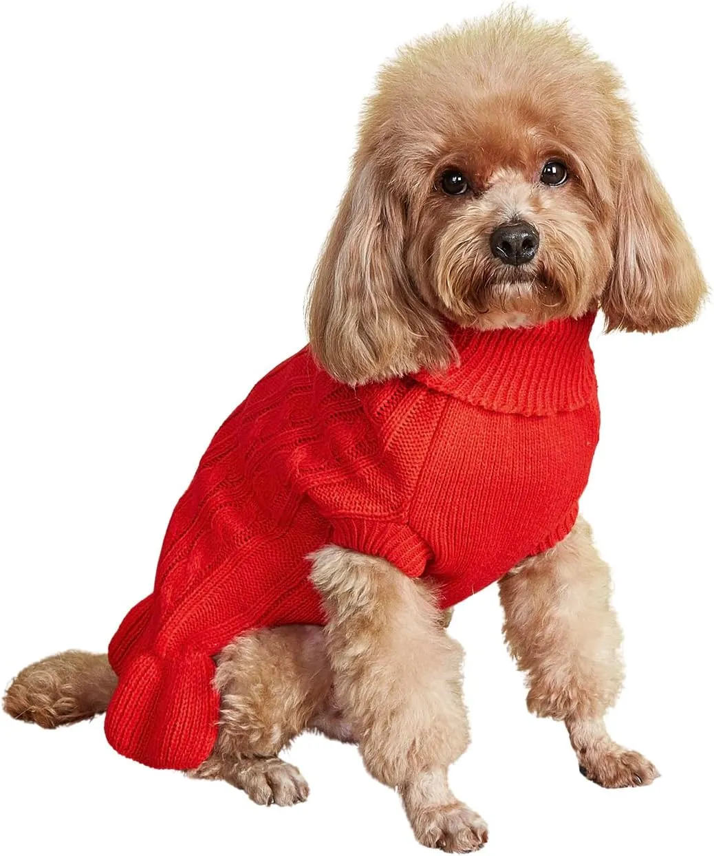 Dog Sweater, Cat Sweater - Cute Knitted Classic Cable Knitwear, Warm Pet Clothes Coat for Girls Dog Puppy Cat (Red, XX-Small)