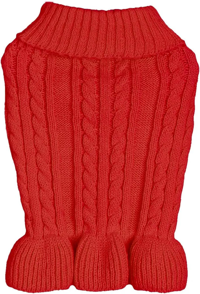 Dog Sweater, Cat Sweater - Cute Knitted Classic Cable Knitwear, Warm Pet Clothes Coat for Girls Dog Puppy Cat (Red, XX-Small)