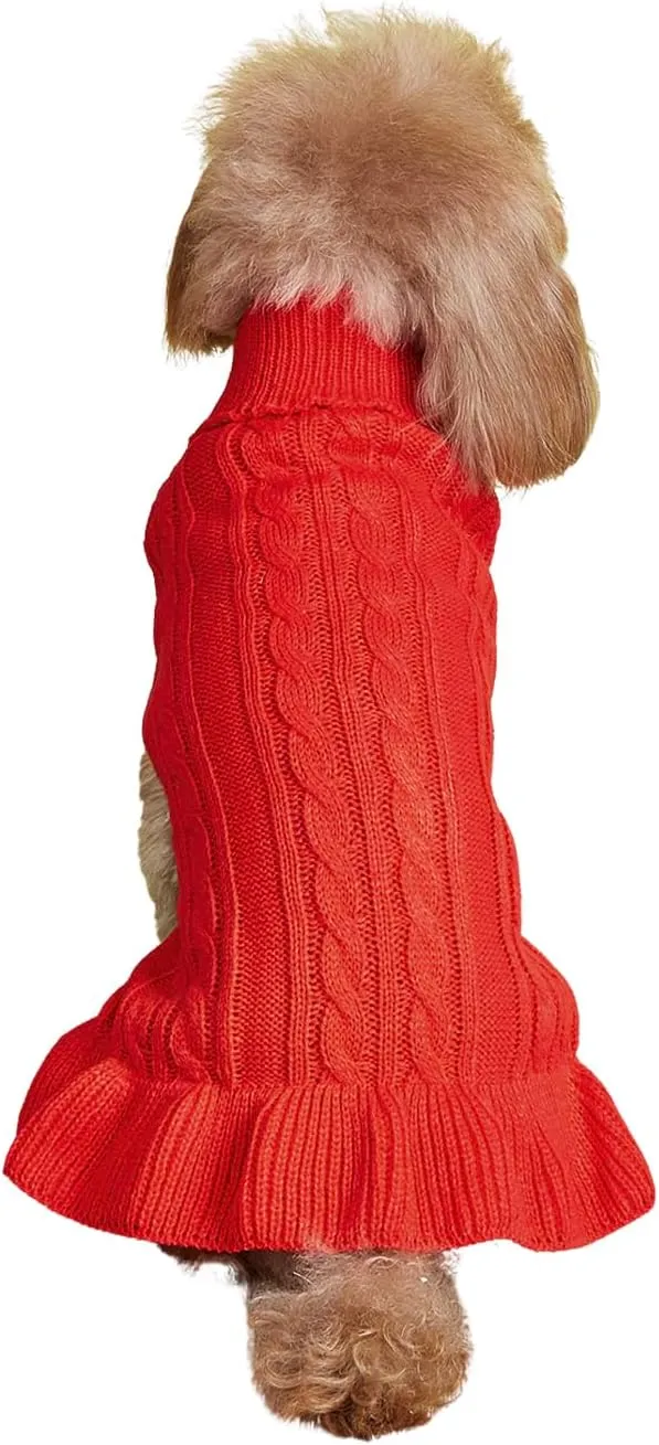 Dog Sweater, Cat Sweater - Cute Knitted Classic Cable Knitwear, Warm Pet Clothes Coat for Girls Dog Puppy Cat (Red, XX-Small)