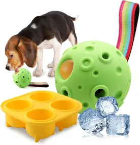 Dog Toys, Frozen Treat Dispensing Dog Toy to Keep Them Busy, Dog Chew Toy for Refillable Homemade Freezable Food Reduces Anxiety, Easy Clean Interactive Dog Puzzle Toy with Silicone Tray Mold (Green)