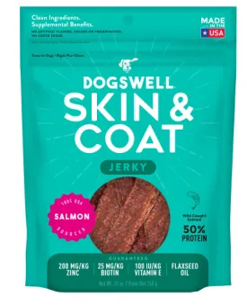 DOGSWELL JERKY SKIN AND COAT GRAIN-FREE SALMON 10OZ