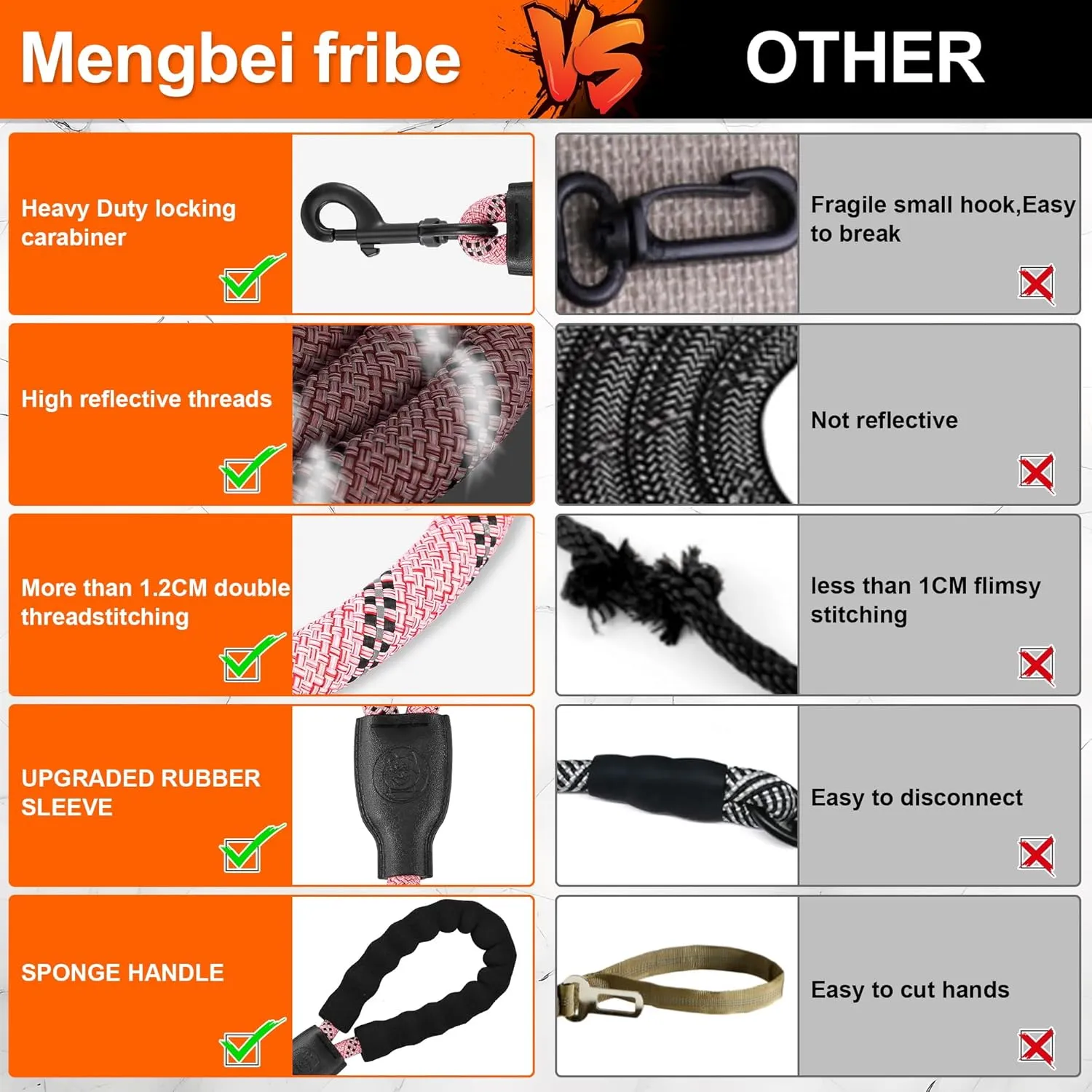 Double Dog Leash, Dual Dog Leash, 360 Swivel No Tangle Walking Training Two Dog Leash, Comfortable Shock Absorbing Climbing Reflective Leash for Small Medium and Large Dogs