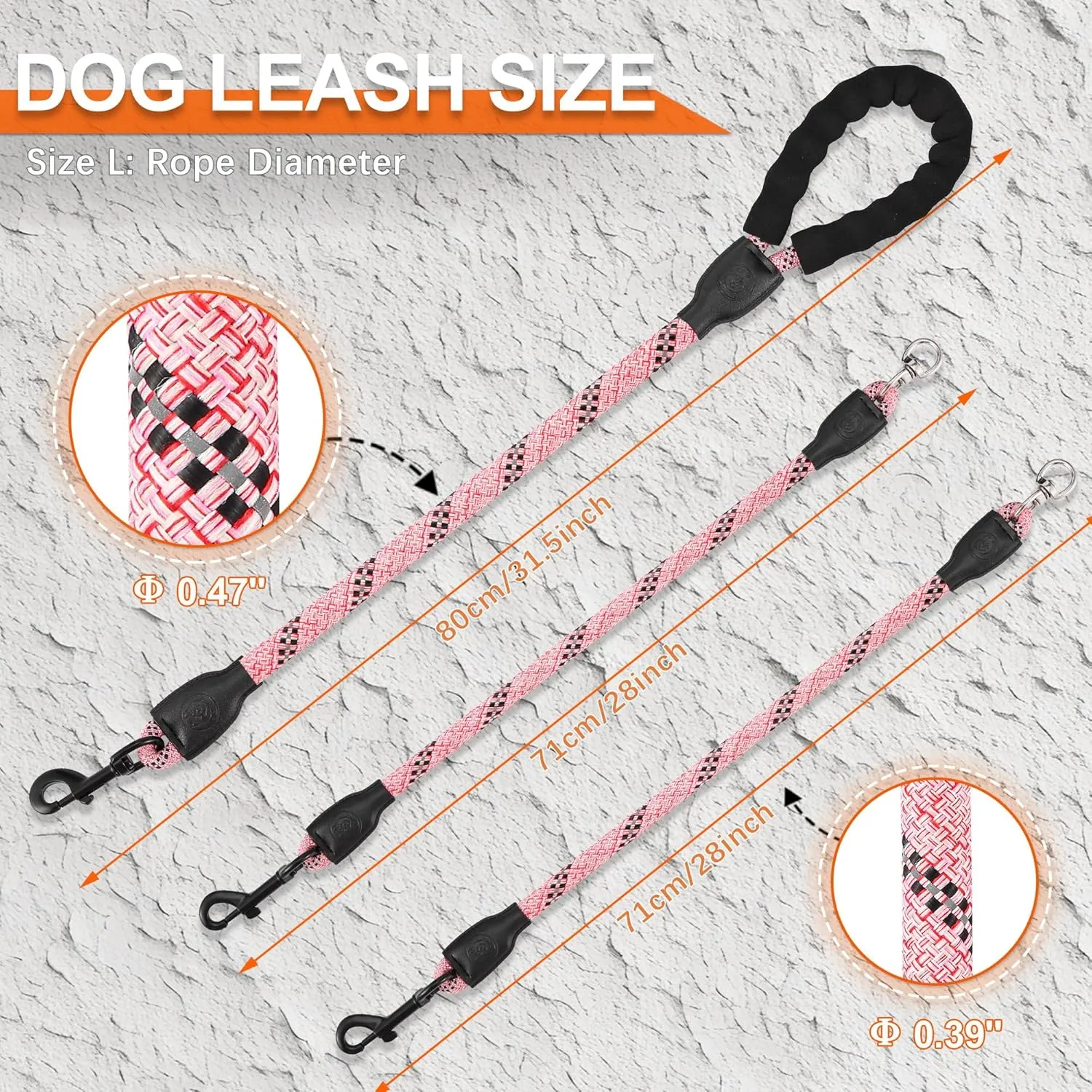 Double Dog Leash, Dual Dog Leash, 360 Swivel No Tangle Walking Training Two Dog Leash, Comfortable Shock Absorbing Climbing Reflective Leash for Small Medium and Large Dogs