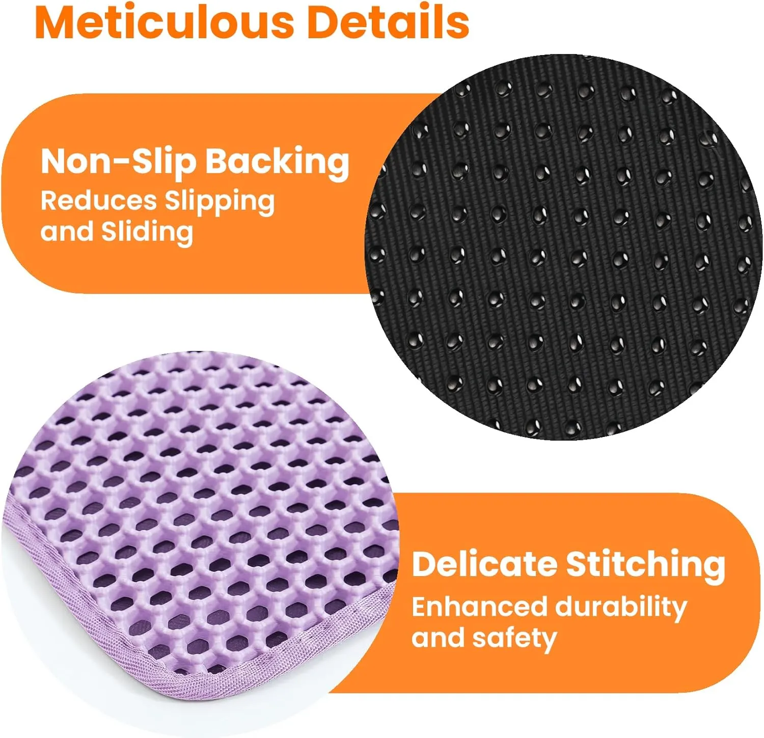 Extra Large Cat Litter Mat, 30x22 Inches Honeycomb Double Layer Cat Litter Trapping Mat, Non Slip Waterproof Urine Proof Large Kitty Litter Box Mat for Floor, Kitten Supplies, XL, Purple