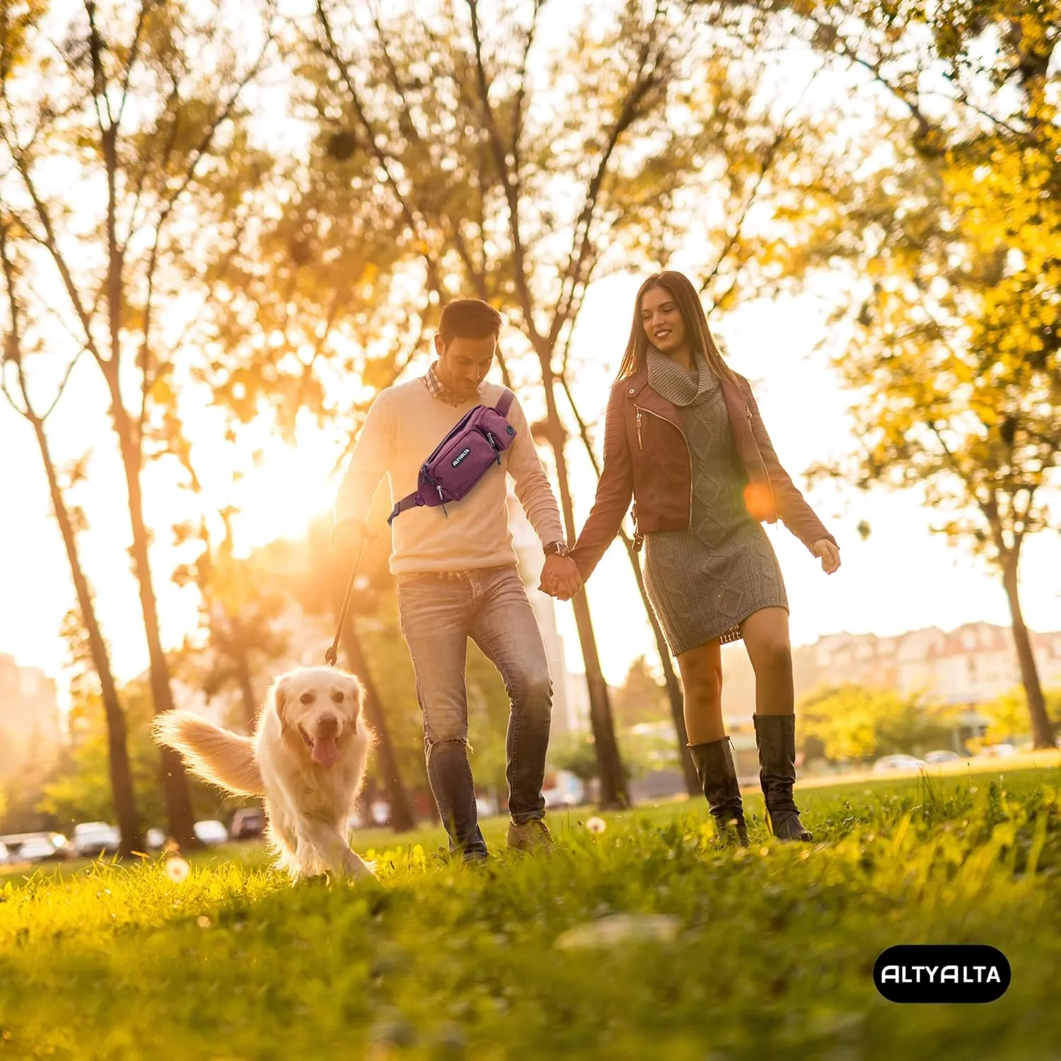 EZ Dog Walking Fanny Pack, Dog Training Treat Pouch, Easy for Walking with Dogs, Belt Bag with 6 Pockets and Waste Bag Dispenser