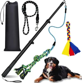 Flirt Pole for Dogs Heavy Duty,Dog Teaser Pole for Small Medium & Large Dogs,Interactive Outdoor Dog Toy with Replaceable Nylon Rope,Perfect for Jumping, Chasing,Tugging, Training & Play