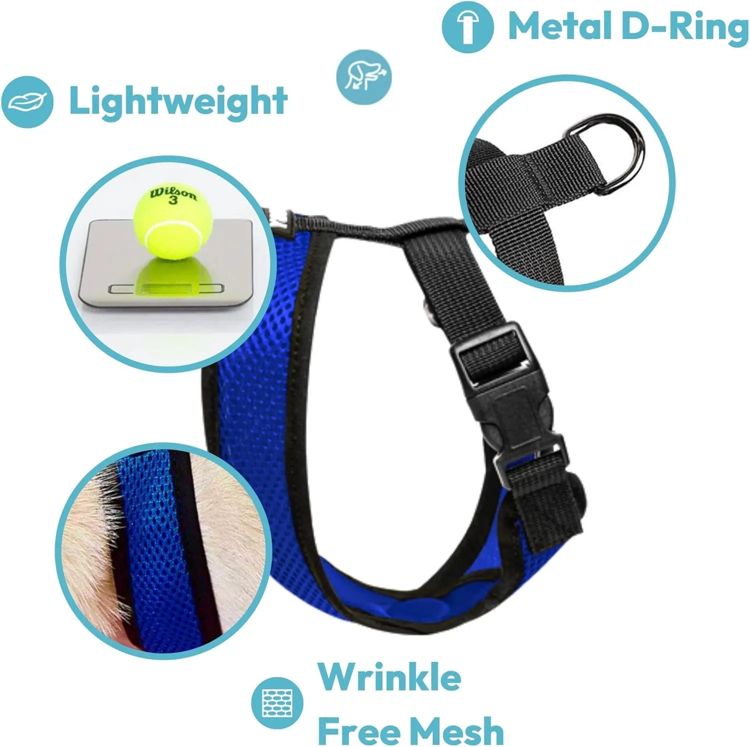 Gooby Comfort X Head In Harness - Blue, Medium - No Pull Small Dog Harness, Patented Choke-Free X Frame - Perfect on the Go Dog Harness for Medium Dogs No Pull or Small Dogs for Indoor and Outdoor Use