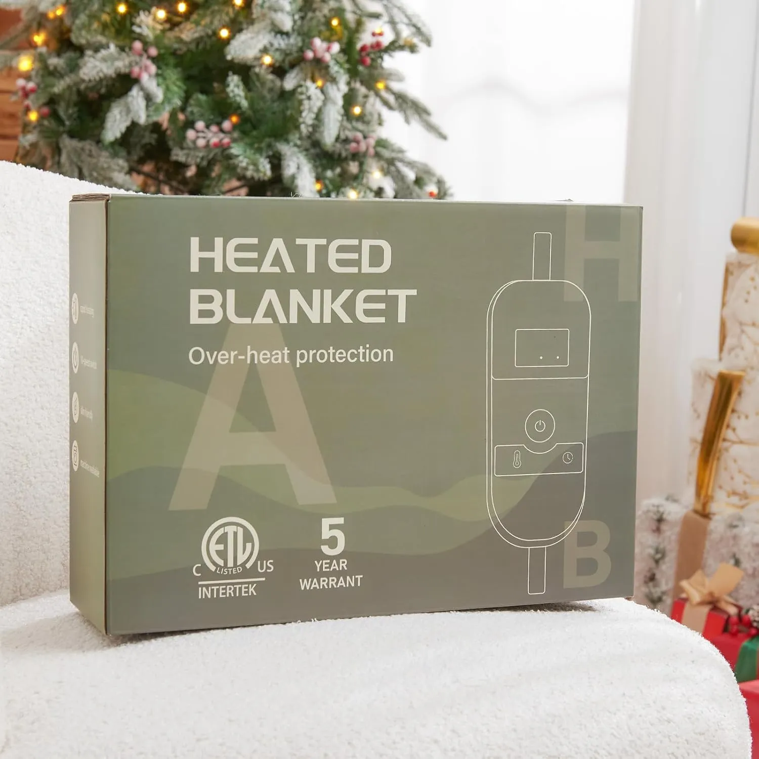 Heated Electric Blanket, Queen Size 84X90, 10 Heating Levels, 8 Hours Auto Off, Dual Control for Bed, Plaid Checkered Sherpa Warmer for Adults, Fast Heating, ETL, Black