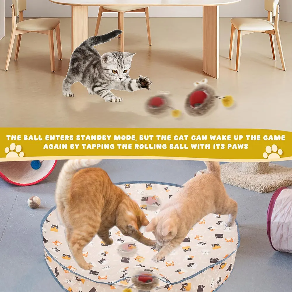 Interactive Cat Toys Ball Fast Rolling in Pouch