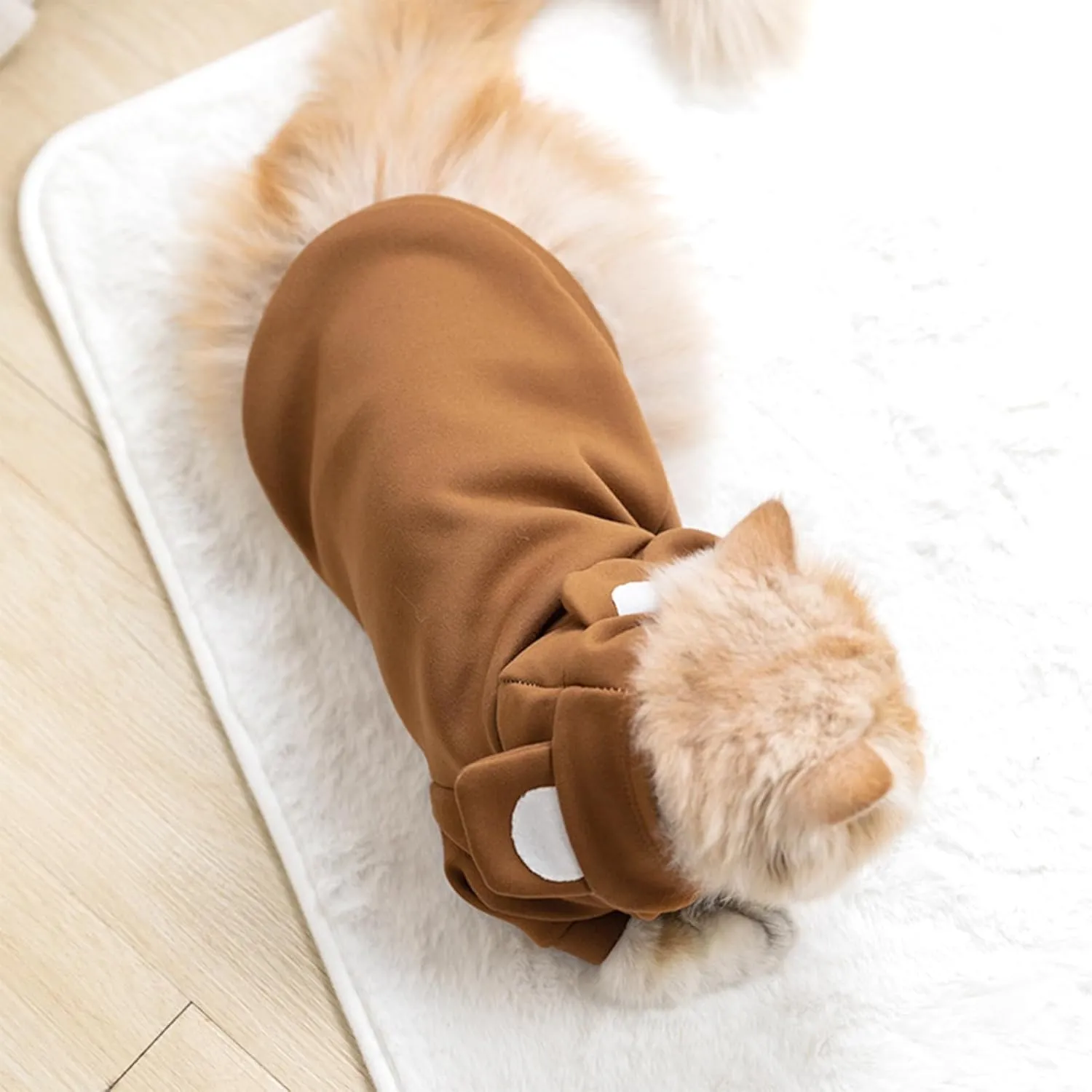 Jecikelon Dog Cold Weather Coat Winter Clothing Warm Puppy Hoodies Sweatshirt for Small Dogs Cats Soft Hooded Pet Clothes Suter para Perros (X-Small, Coffee)