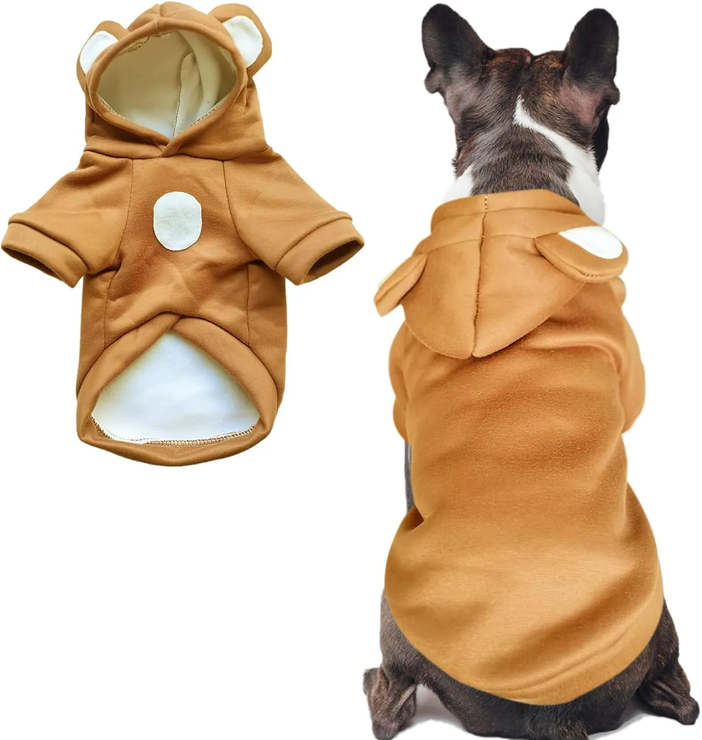Jecikelon Dog Cold Weather Coat Winter Clothing Warm Puppy Hoodies Sweatshirt for Small Dogs Cats Soft Hooded Pet Clothes Suter para Perros (X-Small, Coffee)