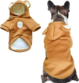 Jecikelon Dog Cold Weather Coat Winter Clothing Warm Puppy Hoodies Sweatshirt for Small Dogs Cats Soft Hooded Pet Clothes Suter para Perros (X-Small, Coffee)