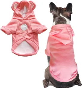 Jecikelon Dog Cold Weather Coat Winter Clothing Warm Puppy Hoodies Sweatshirt for Small Dogs Cats Soft Hooded Pet Clothes Suter para Perros (X-Small, Pink)